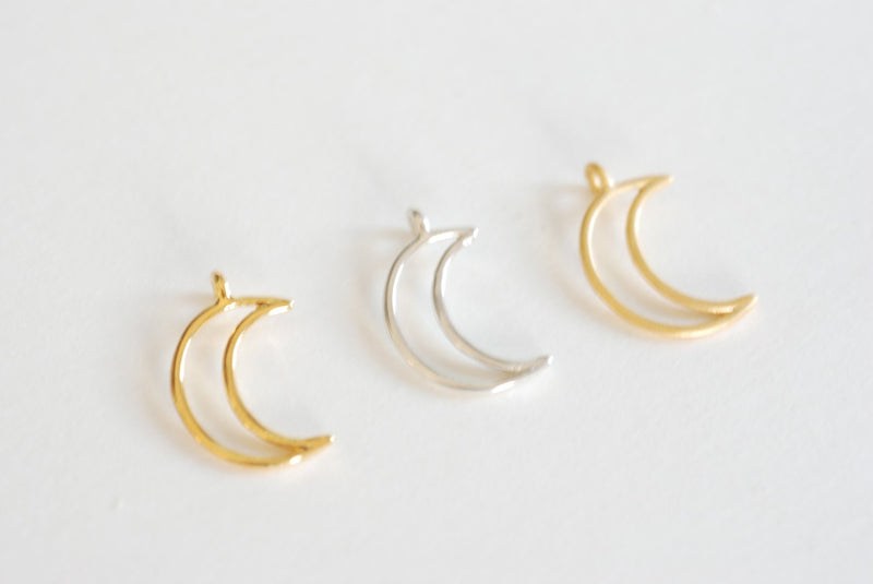 Shiny Vermeil Gold Open Crescent Moon Charm- 18k gold plated over Sterling Silver Moon Charm,Gold Half Moon Charm,Gold Moon Charm, 52 - HarperCrown