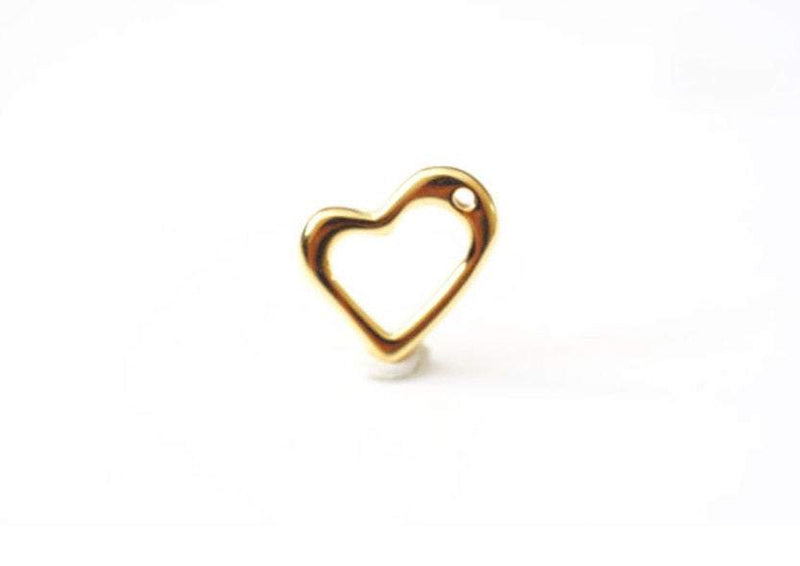 Shiny Vermeil Gold Open Heart Charm- 18k gold plated over Sterling Silver, Small Gold or Silver Heart Charm Pendant, Curved Heart Charm - HarperCrown