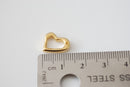 Shiny Vermeil Gold Open Heart Charm- 18k gold plated over Sterling Silver, Small Gold or Silver Heart Charm Pendant, Curved Heart Charm - HarperCrown