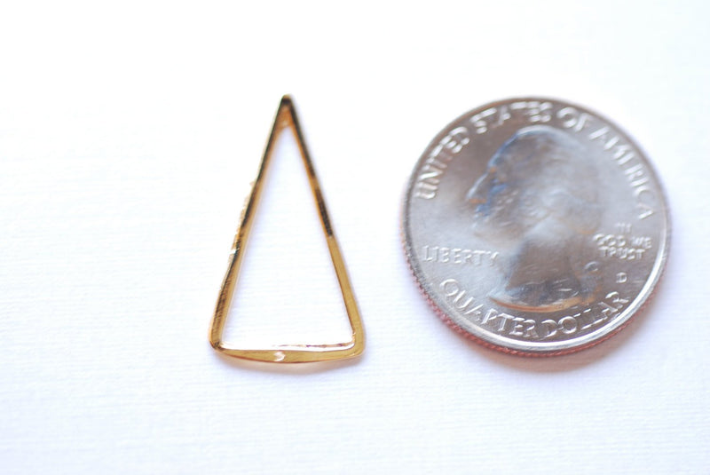 Shiny Vermeil Gold Open Triangle Connector Charm- 18k gold plated over Sterling Silver Triangle, Gold Triangle Connector Link Spacer, 219 - HarperCrown