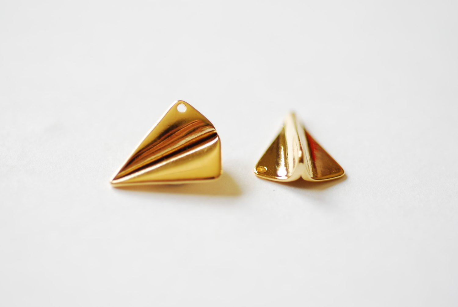 Shiny Vermeil Gold Paper Airplane Charm- 18k gold plated over Sterling Silver Airplane Pendant, Airplane Charm, Airplane Pendant, Aviation - HarperCrown