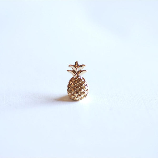 Shiny Vermeil Gold Pineapple Charm Pendant- 18k gold over Sterling Silver Pineapple, Hawaiian Pineapple Pendant, Gold Pine cone Charm, 284 - HarperCrown