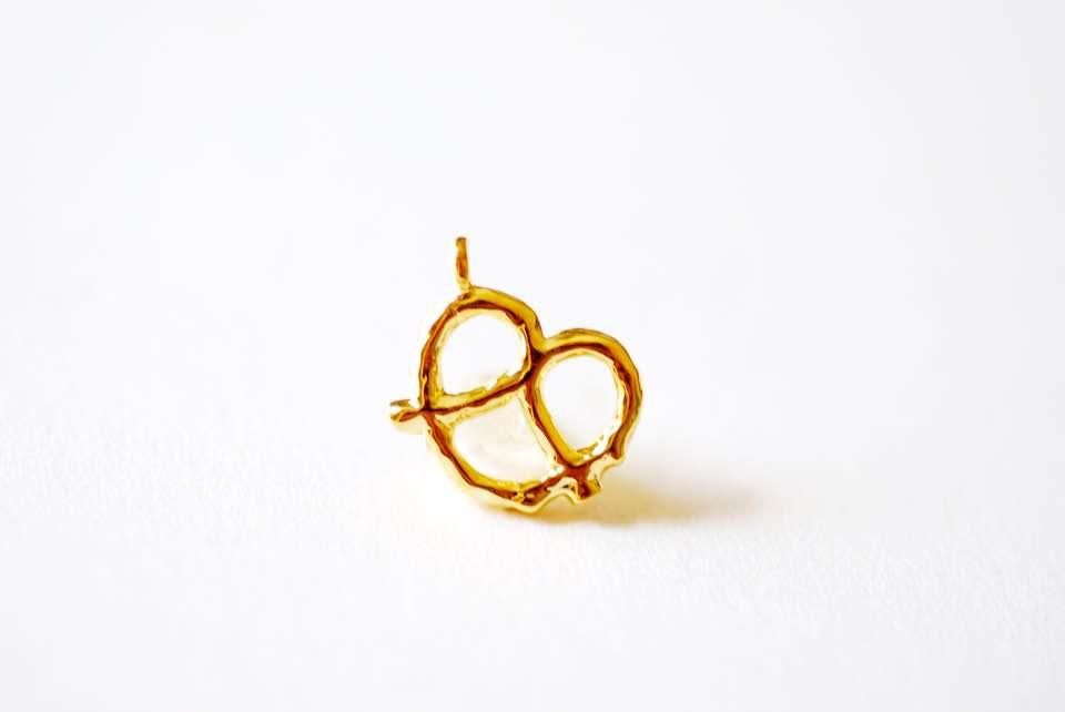Shiny Vermeil Gold Pretzel Charm- 18k gold plated over Sterling Silver twisted pretzel charm Pendant, Gold Pretzel Charm, Bagel, heart, 243 - HarperCrown