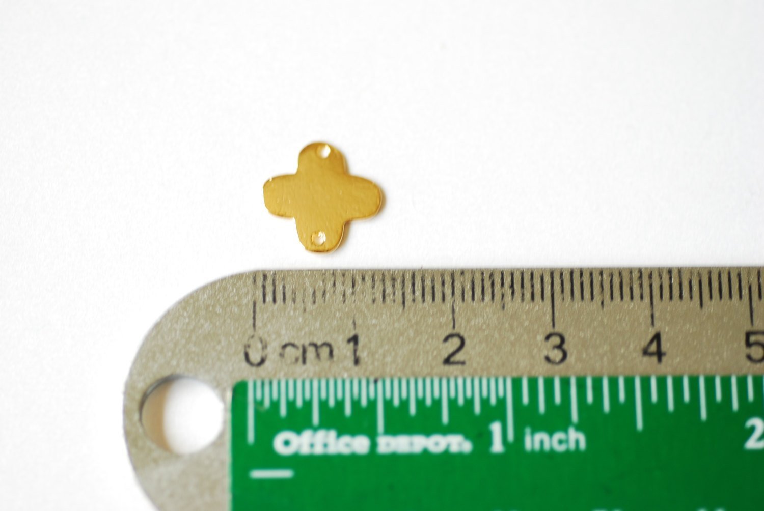 Shiny Vermeil Gold Quatrefoil Four Leaf Clover Charm Connector- 18k gold plated over Sterling Silver, Vermeil Quatrefoil Flower Spacer Link - HarperCrown