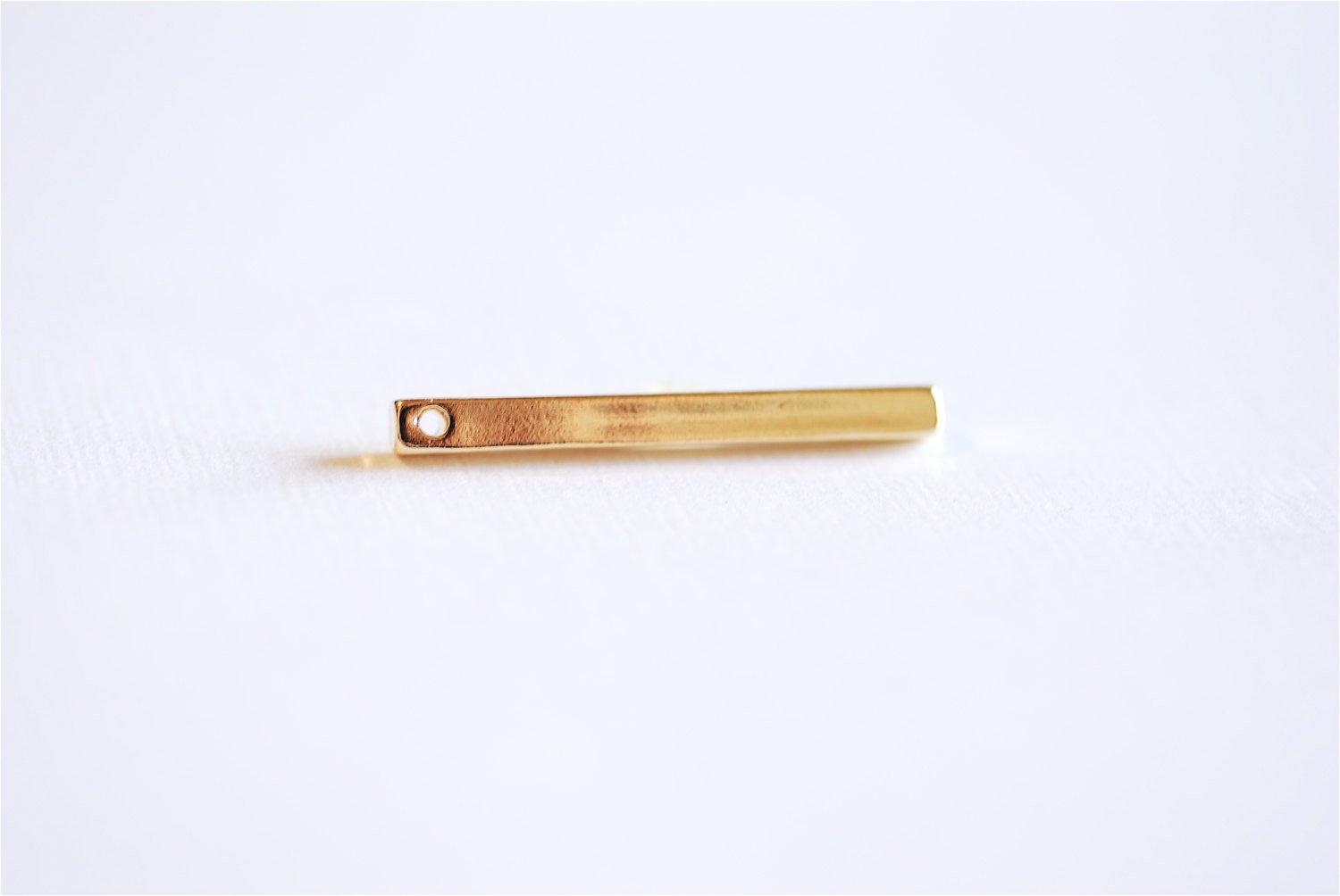 Shiny Vermeil Gold Rectangle Bar Drop- 18k gold plated over Sterling Silver Bar, Gold Bar Column, Gold Bar Dangle Charm, Stamping, 238 - HarperCrown