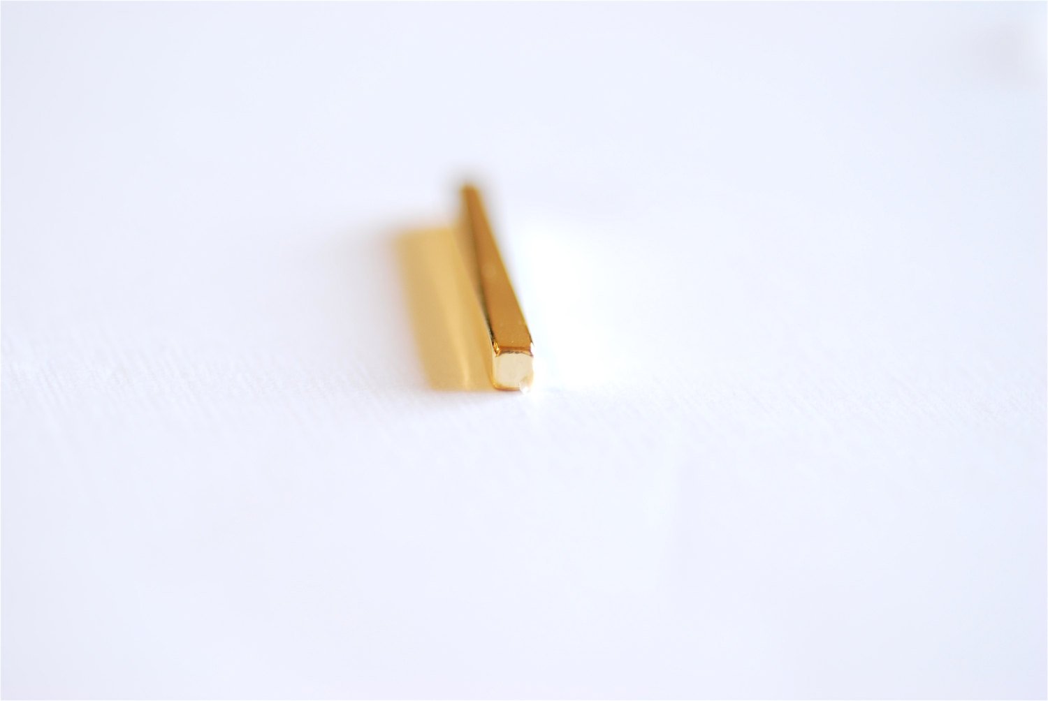 Shiny Vermeil Gold Rectangle Bar Drop- 18k gold plated over Sterling Silver Bar, Gold Bar Column, Gold Bar Dangle Charm, Stamping, 238 - HarperCrown