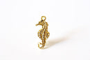 Shiny Vermeil Gold Seahorse- 18k gold over sterling silver Seahorse Charm, Gold Sea life Charm, Gold Sea creature charm, gold plated charms - HarperCrown
