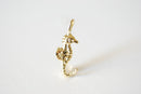 Shiny Vermeil Gold Seahorse- 18k gold over sterling silver Seahorse Charm, Gold Sea life Charm, Gold Sea creature, gold plated charms, 141 - HarperCrown