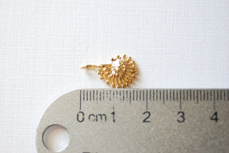 Shiny Vermeil Gold Seashell Conch Shell Charm Pendant - 18k gold over sterling silver sea life shell pendants, Vermeil Gold Shell Charm - HarperCrown