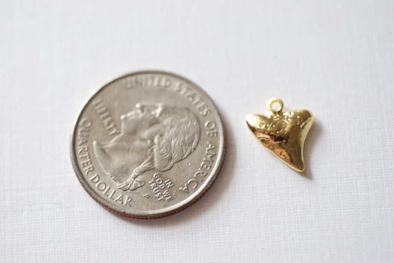 Shiny Vermeil Gold Shark Tooth- 18k gold plated over Sterling Silver Shark tooth, Small shark tooth, Shark tooth Necklace Pendant, 73 - HarperCrown