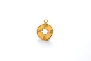 Shiny Vermeil Gold Small Compass Charm- 18k gold plated over Sterling Silver Compass, Vermeil Gold Disc Charm, True North Charm, 247 - HarperCrown