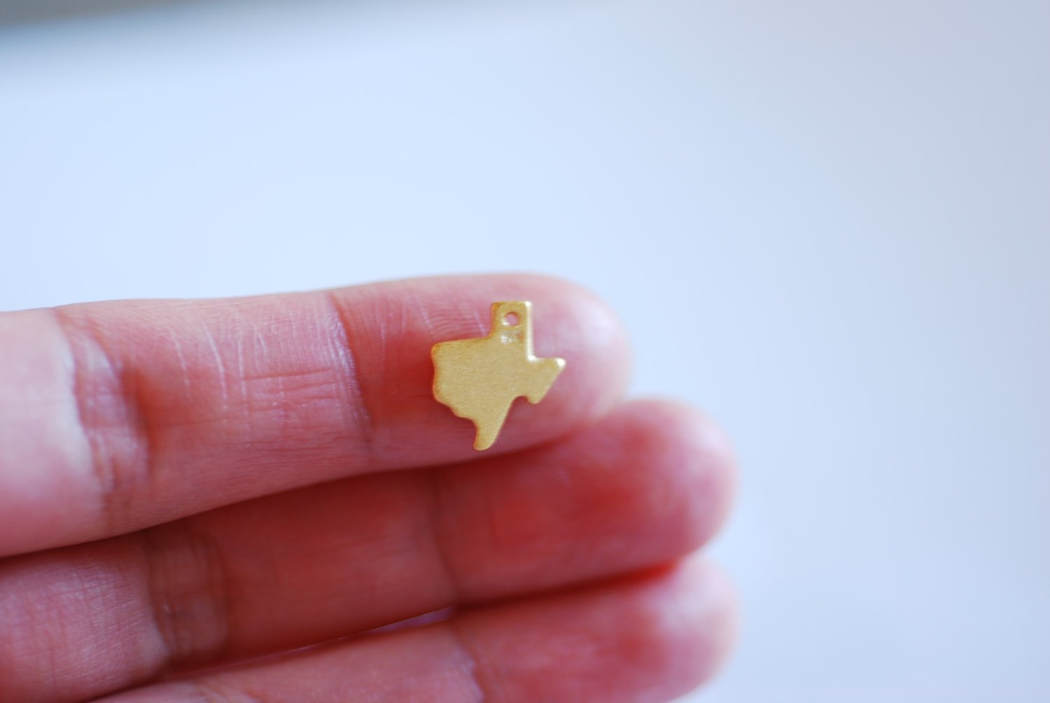 Shiny Vermeil Gold Small Texas State Blank Charm- 22k gold plated Sterling Silver Texas Charm Pendant, Lone star Charm, Texas Heart, 310 - HarperCrown