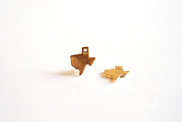 Shiny Vermeil Gold Small Texas State Blank Charm- 22k gold plated Sterling Silver Texas Charm Pendant, Lone star Charm, Texas Heart, 310 - HarperCrown