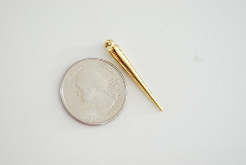 Shiny Vermeil Gold Spike Charm- 18k gold plated over sterling silver, needle charm, dagger spike charm pendant, vermeil charms wholesale,226 - HarperCrown