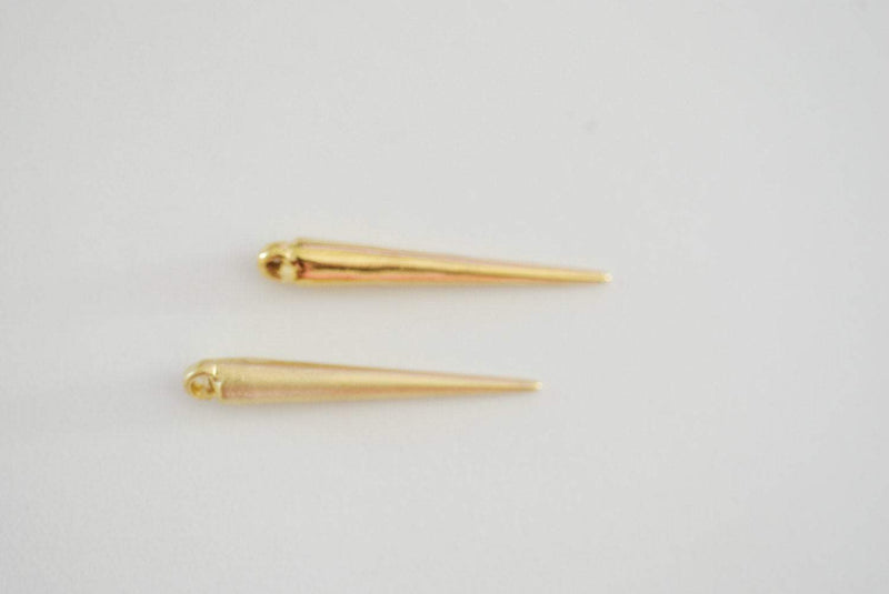 Shiny Vermeil Gold Spike Charm- 18k gold plated over sterling silver, needle charm, dagger spike charm pendant, vermeil charms wholesale,226 - HarperCrown