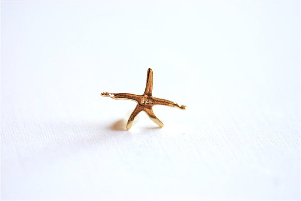 Shiny Vermeil Gold Starfish Connector Charm- 18k gold over Sterling Silver Starfish Charm Pendant, Gold Starfish Connector Link Spacer, 283 - HarperCrown