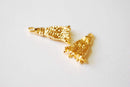 Shiny Vermeil Gold Tassel Charm Pendant- 18k gold plated over Sterling Silver Tassel, Vermeil gold Triangle Charm, Wholesale Beads, Bulk - HarperCrown