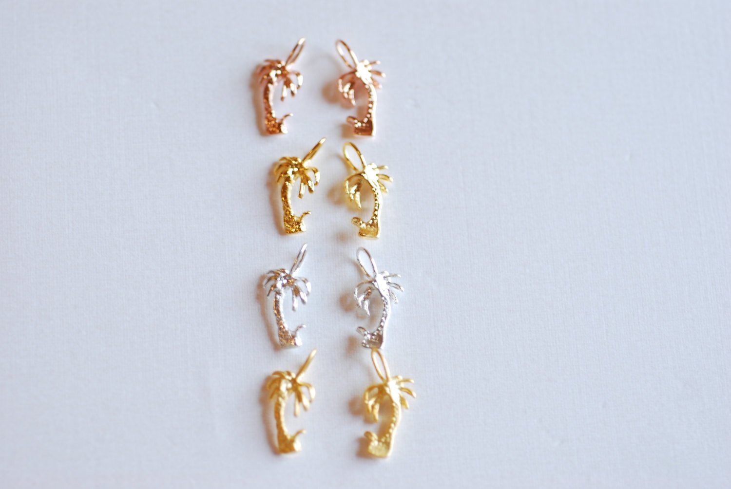 Shiny Vermeil Gold Tropical Palm Tree Charm Pendant- 18k gold plated over Sterling Silver, Gold Coconut Tree, Gold Pine Tree Charm, 273 - HarperCrown