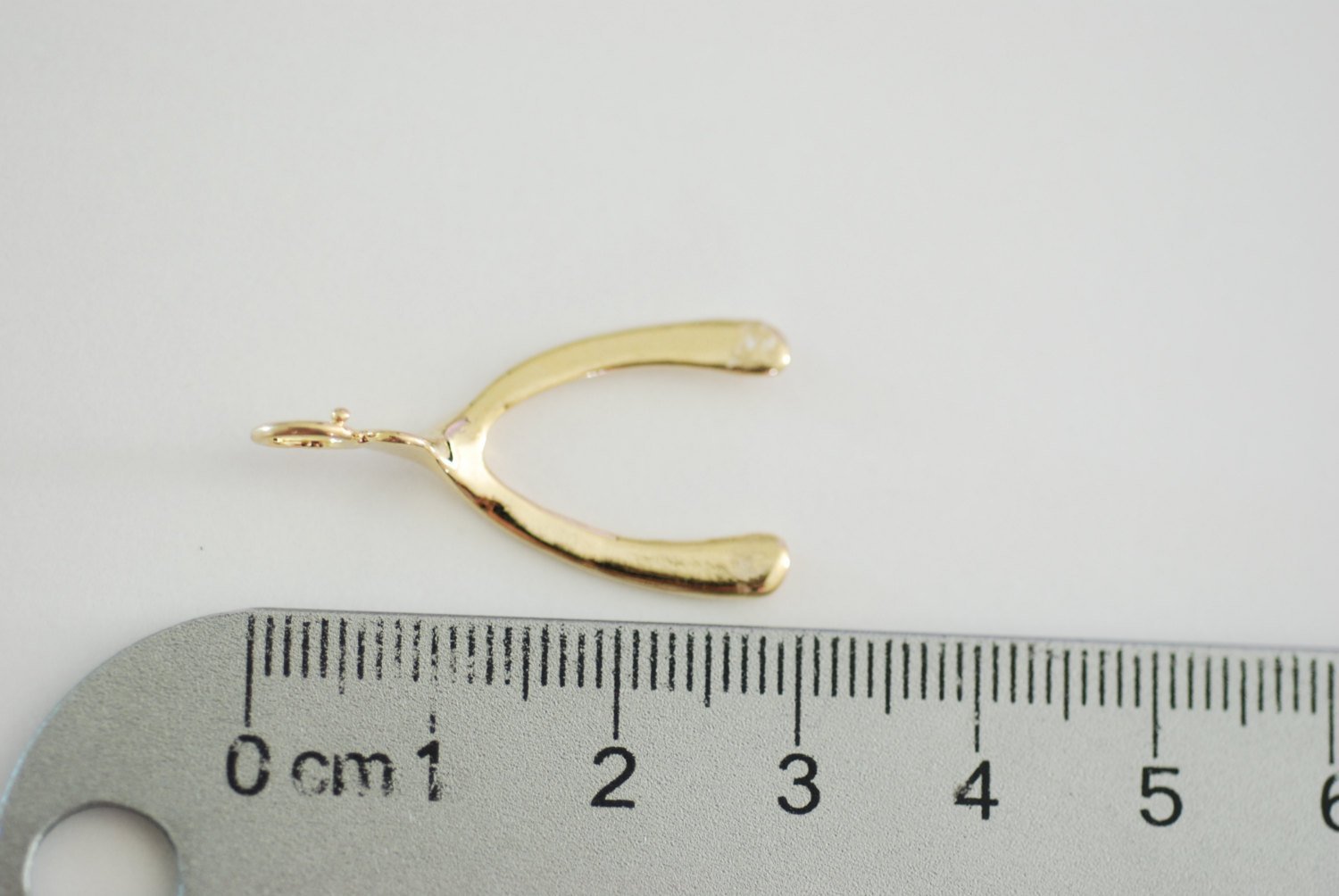 Shiny Vermeil Gold Wishbone Charm Pendant- 18k gold plated over Sterling Silver Wishbone, Gold Wishbone Charm, Large Chicken Bone, 234 - HarperCrown