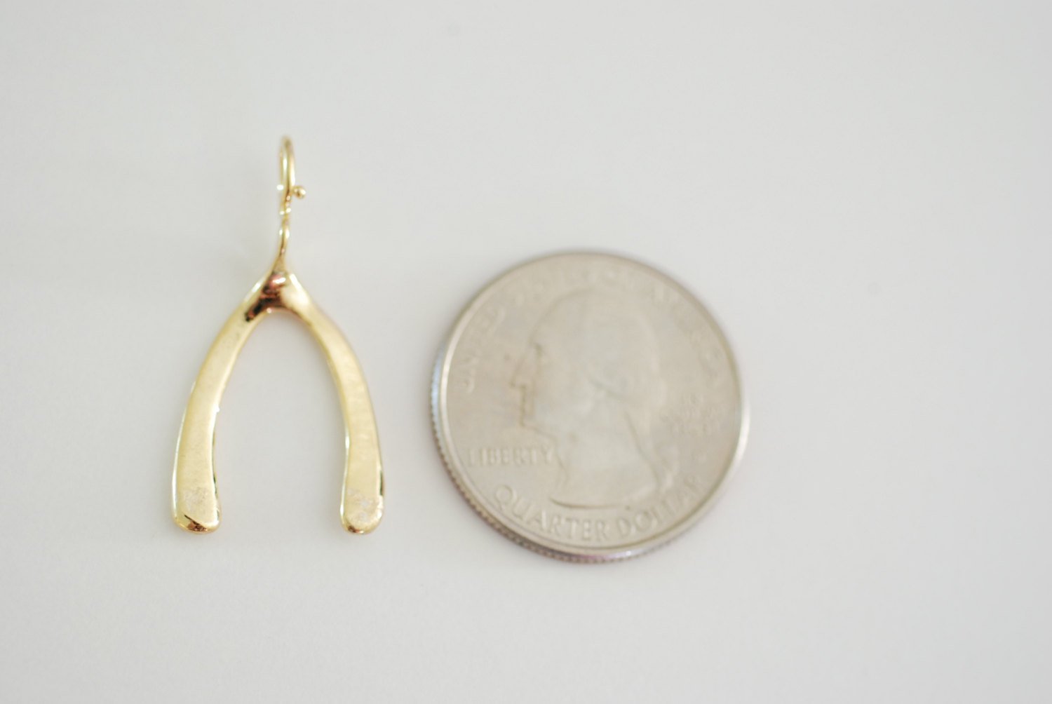 Shiny Vermeil Gold Wishbone Charm Pendant- 18k gold plated over Sterling Silver Wishbone, Gold Wishbone Charm, Large Chicken Bone, 234 - HarperCrown