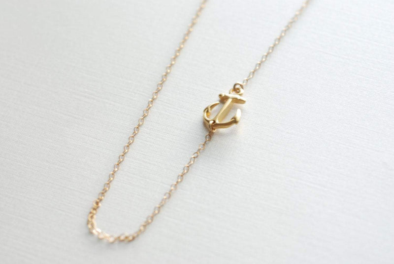 Handmade by HeirloomEnvy Sideways Anchor Necklace Gold Anchor