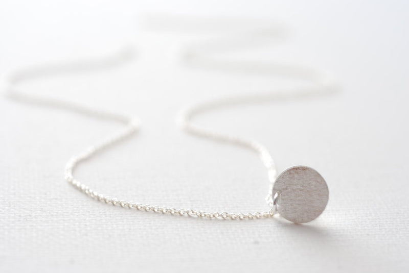 Silver Disc Necklace- Sterling Silver Disc, Dainty Jewelry by HeirloomEnvy - HarperCrown