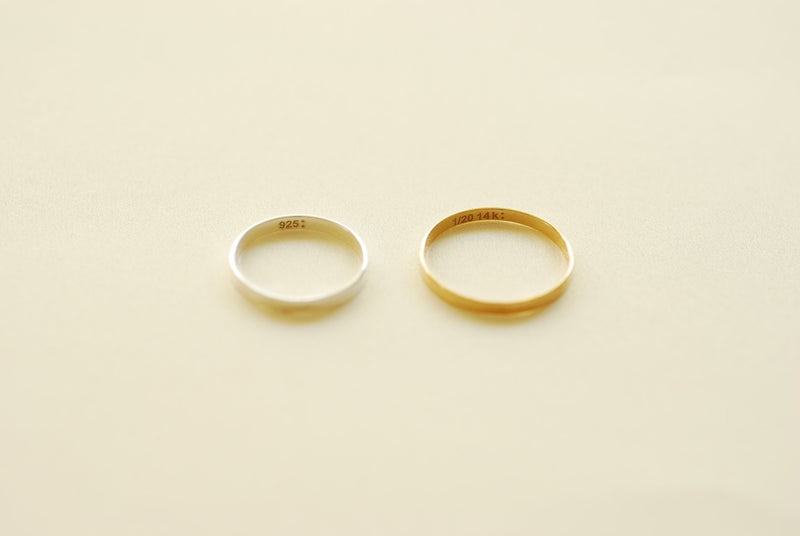 Simple Band Stacking Ring 14k Gold Filled or 925 Sterling Silver- Flat Finger Ring Band, Minimalist Ring, Midi Ring, Wedding band [8,9] - HarperCrown