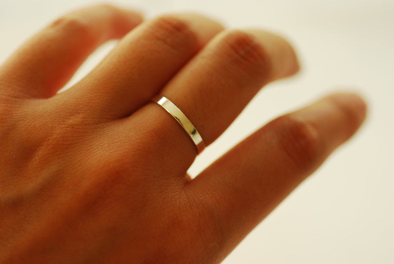 Simple Band Stacking Ring 14k Gold Filled or 925 Sterling Silver- Flat Finger Ring Band, Minimalist Ring, Midi Ring, Wedding band [8,9] - HarperCrown
