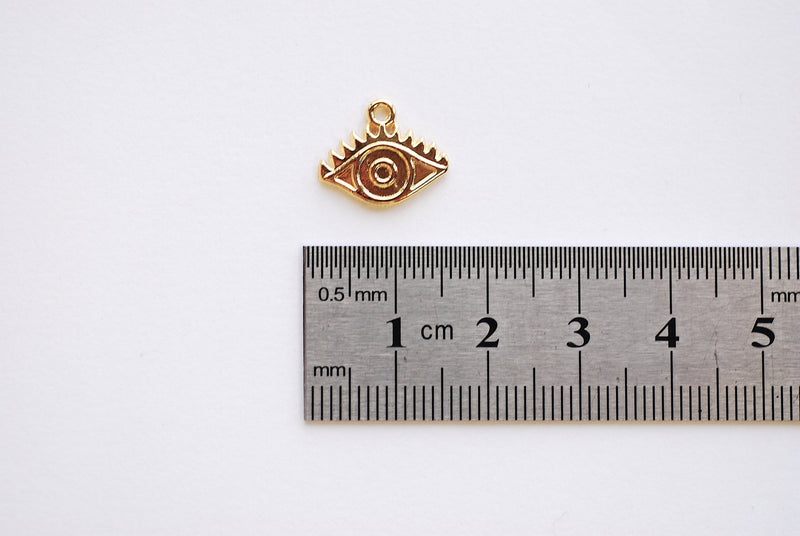 Small Evil Eye Charm - 18k Gold plated over Zinc Alloy, Sterling Silver plated Evil eye, Gold plated Evil Eye, Eye of Ra, Yoga Jewelry, 393 - HarperCrown