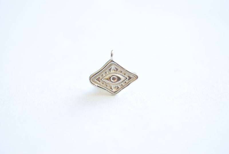 Small Evil Eye Charm - 18k vermeil gold plated 925 Sterling Silver, Diamond Shaped Evil Eye, Eye of Ra Good luck Protection, DIY Jewelry,495 - HarperCrown