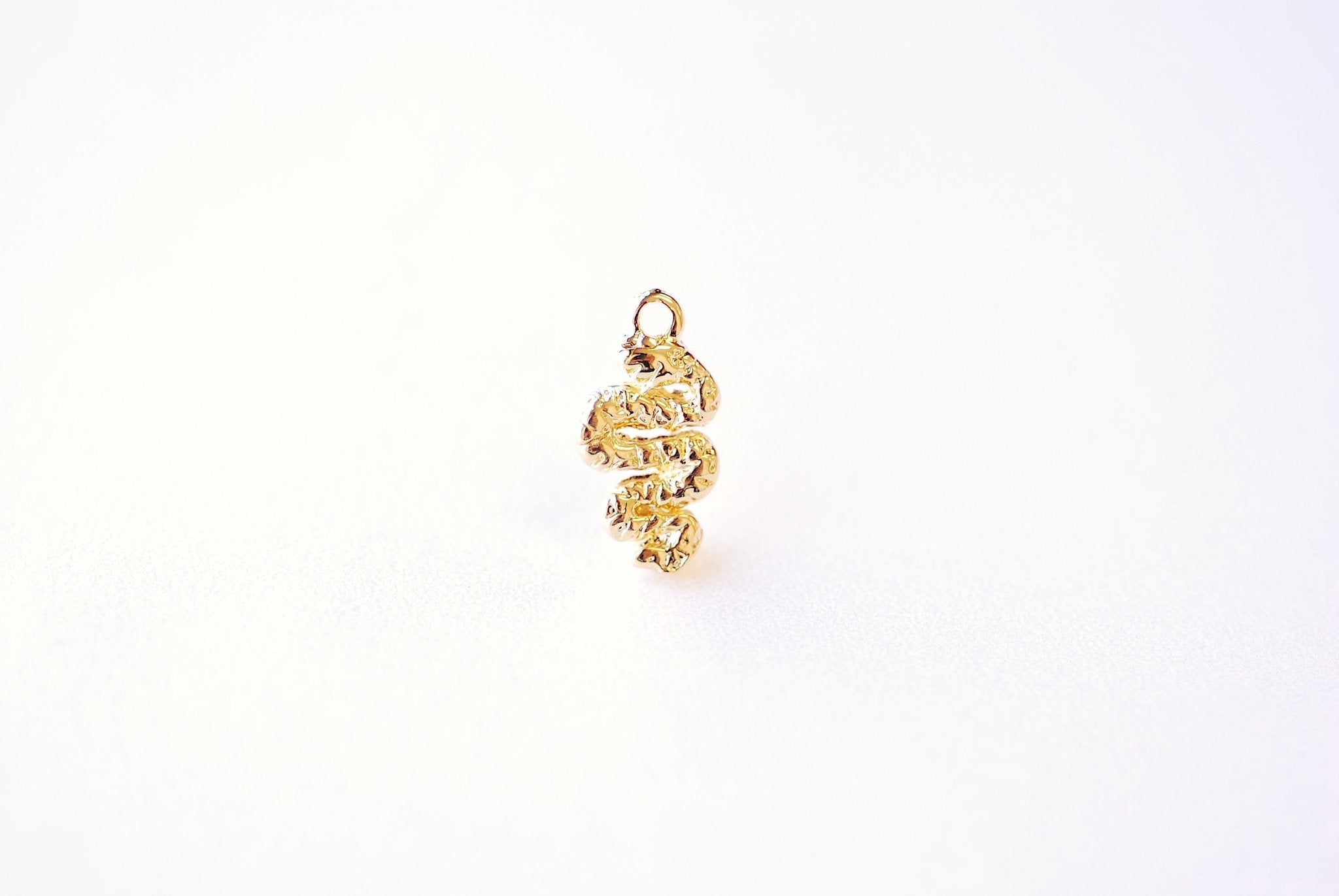 Small Snake Charm - Vermeil 18k gold plated 925 Sterling Silver, Coiled Snake Charm, Snake Drop Pendant, Gold Silver Snake Animal, J388 - HarperCrown