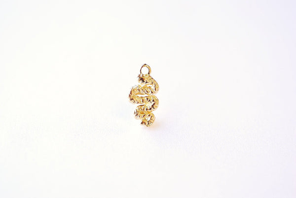 Small Snake Charm - Vermeil 18k gold plated 925 Sterling Silver, Coiled Snake Charm, Snake Drop Pendant, Gold Silver Snake Animal, J388 - HarperCrown