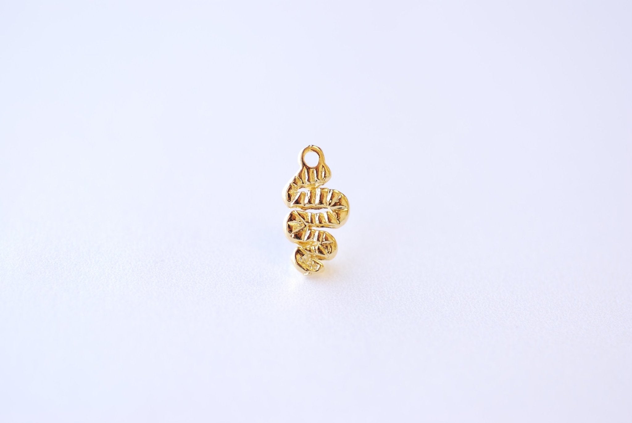 Small Snake Charm - Vermeil 18k gold plated 925 Sterling Silver, Coiled Snake Charm, Snake Drop Pendant, Gold Silver Snake Animal, J388 - HarperCrown