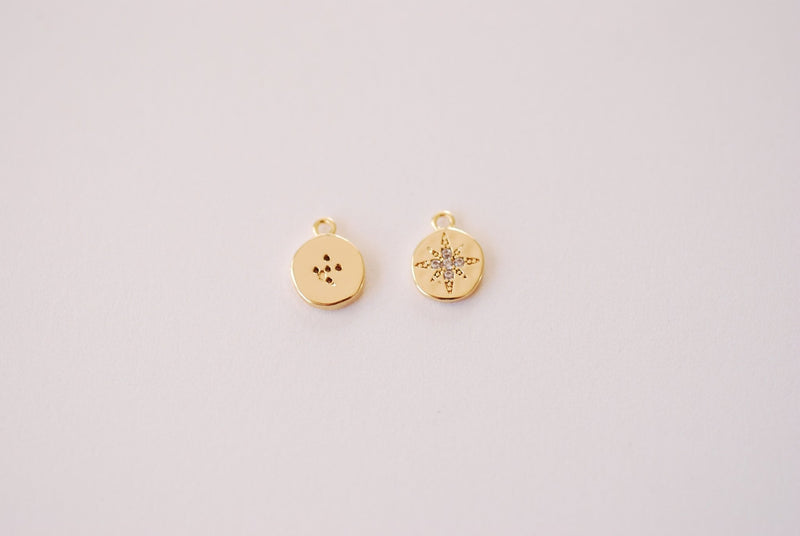 Small Starburst Cubic Zirconia Charm - 16k gold plated over Brass Charm Star Round CZ HarperCrown Etsy Wholesale Brass Charms B103 - HarperCrown