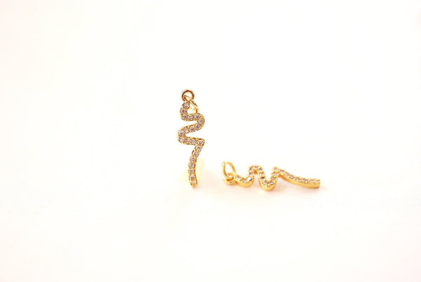 Snake Gold Micro Pave Cubic Zirconia Charm - 16k Gold Plated CZ Serpent Snake Chinese Zodiac Reptile HarperCrown bulk Charms B136 - HarperCrown