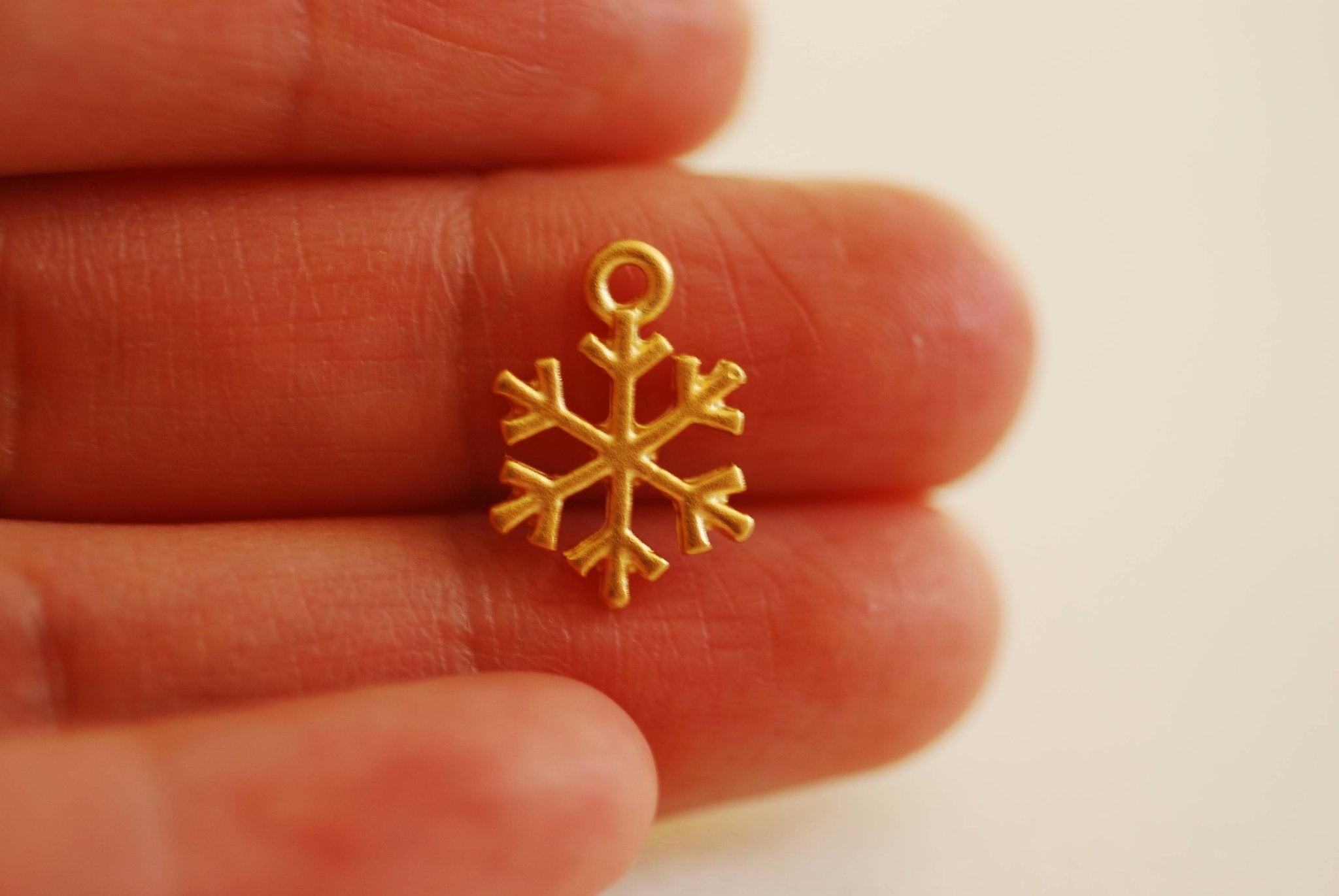 Snowflake Charm- Vermeil Gold 22k Gold plated 925 Sterling Silver, Rose Gold, Gold Snowflake Charm, Star Charm, christmas charm, Flower, 171 - HarperCrown