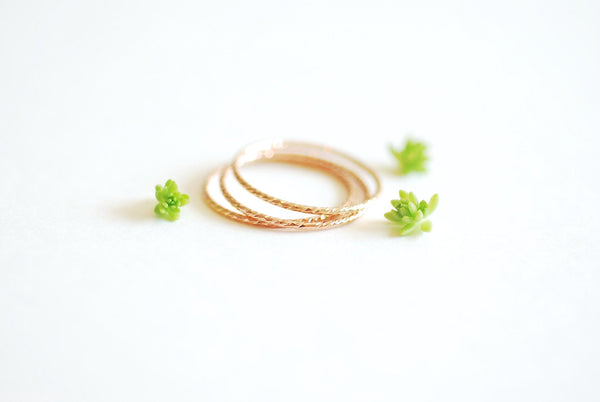 Sparkle 14k Rose Gold Filled Stacking Ring - simple everyday 14k rose gold fill thin knuckle midi ring, minimalist ring, dainty ring [3] - HarperCrown