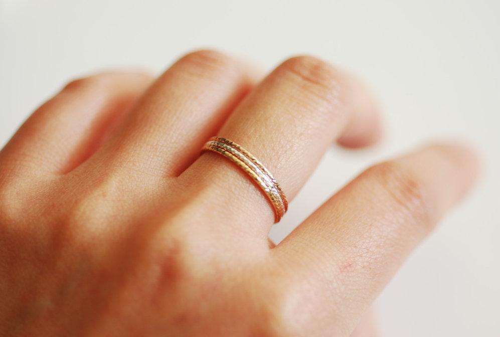 Sparkle Sterling Silver Stacking Ring - simple everyday sterling silver thin knuckle ring, midi ring, minimalist ring, dainty ring, [3] - HarperCrown