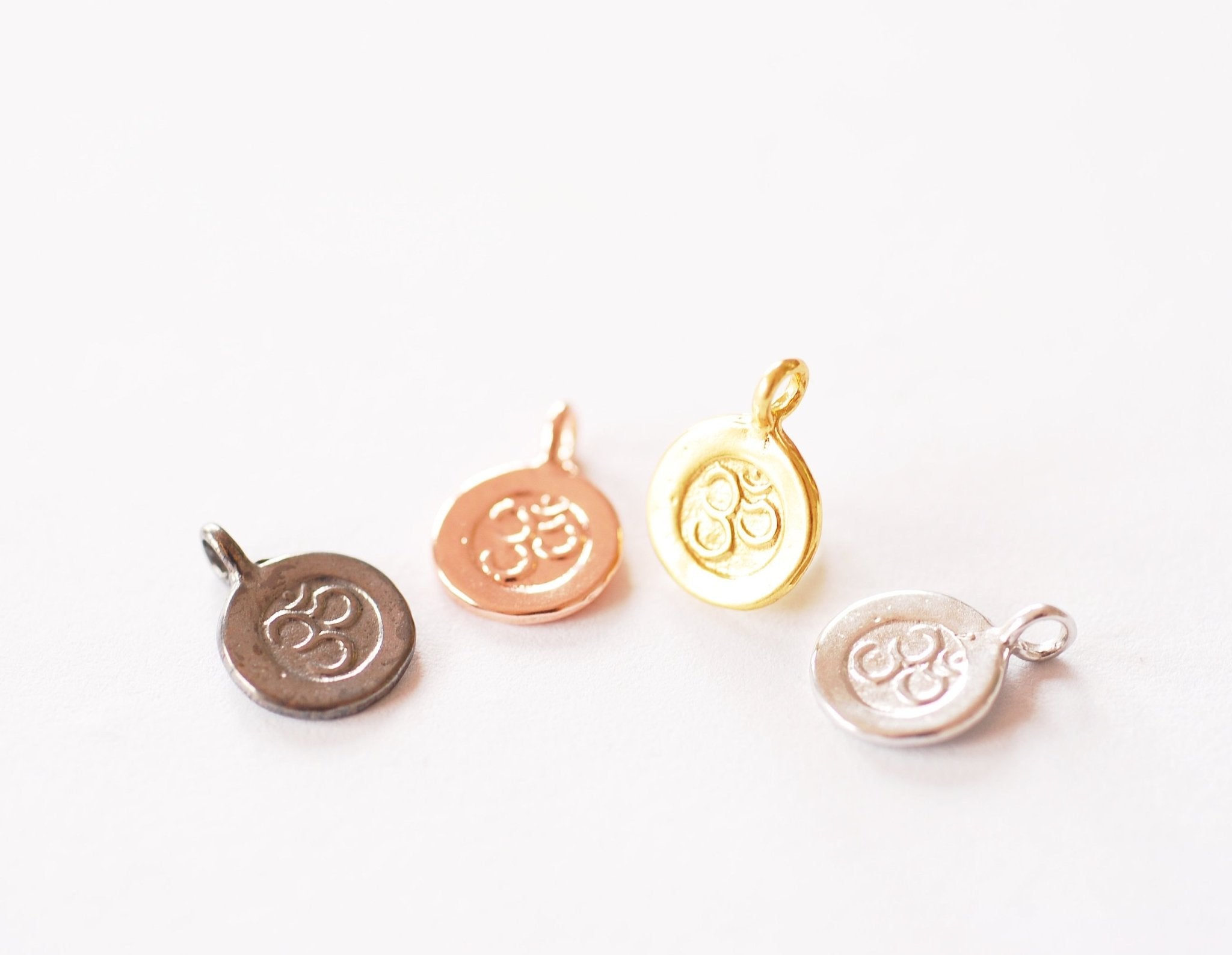 Spiritual Yoga Ohm Om Symbol Disc Charm | 18K Gold Plated Brass Meditation Symbol Yoga Buddhist Dangle Pendant HarperCrown Wholesale B291 - HarperCrown