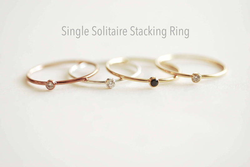 Stacking Ring - Sterling Silver, Gold Filled, Rose Gold Filled Rings, Pearl Ring, Minimalist Ring, thin band ring, solitaire ring, ring band - HarperCrown