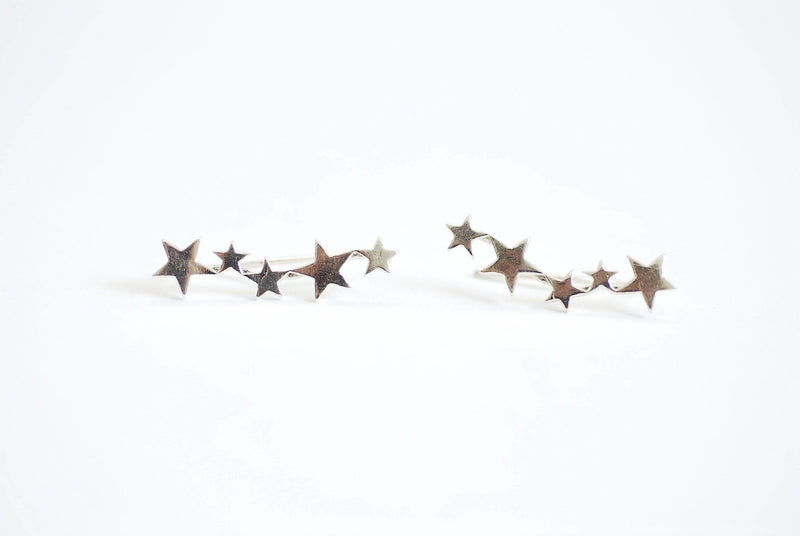 Star Ear Crawler Earrings- 925 Sterling Silver Ear Climbers, Cluster Star Earrings, ear pins, ear climber earrings, ear crawler earrings - HarperCrown
