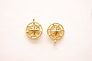 Star Round Disc Charm - 16k Gold Plated over Brass North Star Starburst Compass DIY HarperCrown Wholesale B264 - HarperCrown