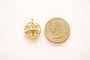 Star Round Disc Charm - 16k Gold Plated over Brass North Star Starburst Compass DIY HarperCrown Wholesale B264 - HarperCrown