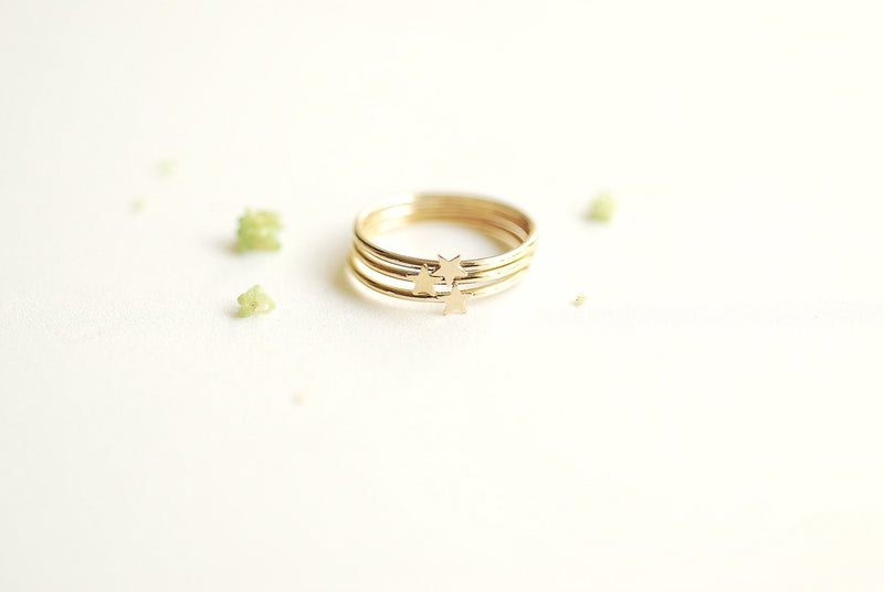 Star Stacking Ring 14k Gold Filled minimalist simple everyday thin knuckle ring, midi ring, Celestial Ring, Tiny Star, Gold Filled Ring [13] - HarperCrown
