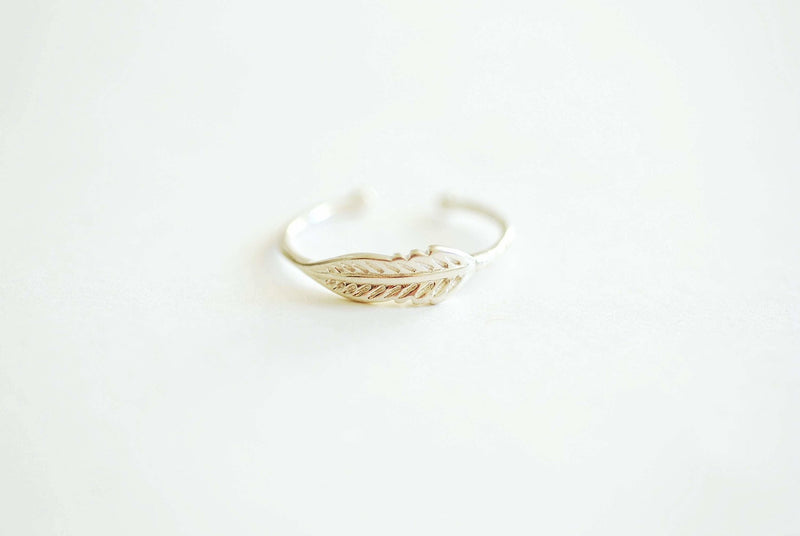 Sterling Silver Angel Feather Ring, Adjustable, U.K. Size L-R U.S. Size 6-9, Silver Feather Ring, Silver Statement Ring, Silver Leaf Ring - HarperCrown
