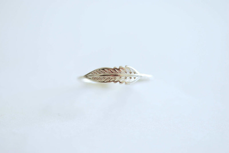 Sterling Silver Angel Feather Ring, Adjustable, U.K. Size L-R U.S. Size 6-9, Silver Feather Ring, Silver Statement Ring, Silver Leaf Ring - HarperCrown
