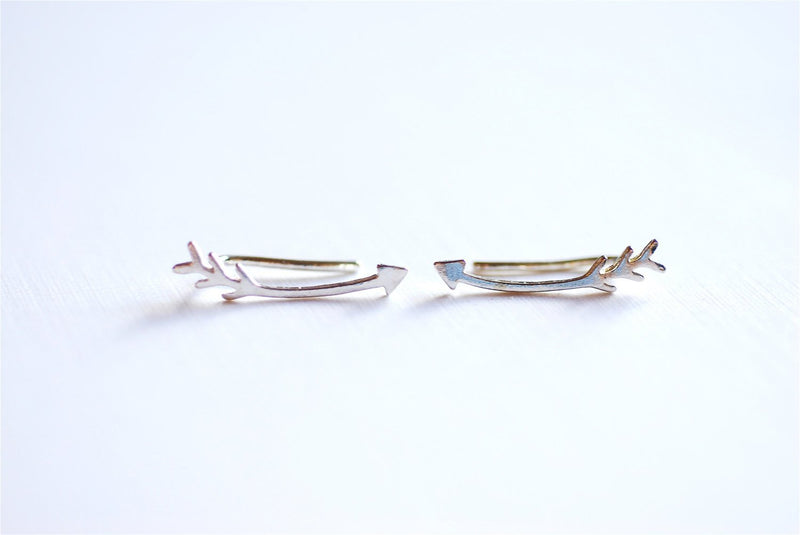 Sterling Silver Arrow Earring Climber Ear Cuff- 925 Silver Arrow Earrings, Arrow Earring Crawler, Curved Arrow Earring, Ear Jacket, 281 - HarperCrown