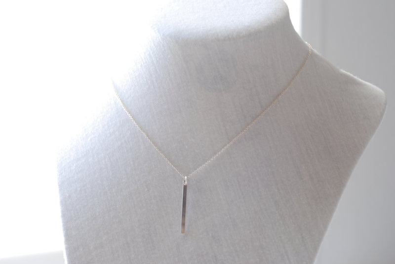 Sterling Silver Bar Necklace, Sterling Silver Stick Necklace, Sterling Silver Needle Necklace, Dainty Simple Necklace by HeirloomEnvy - HarperCrown