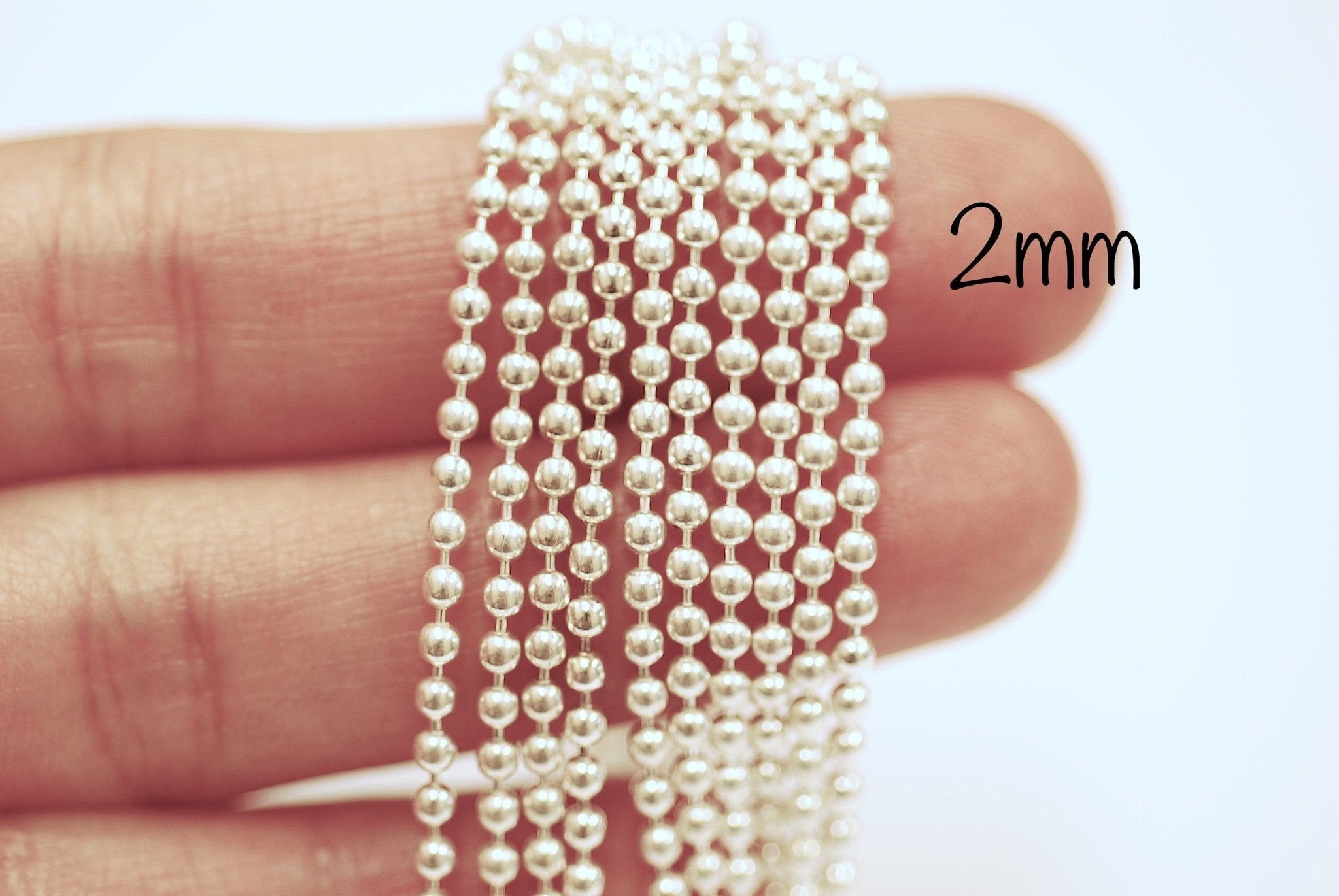 Sterling Silver Bead Chain 1mm 1.5mm 2mm Beaded Chain Chain with Ball Bead Chain Necklace Wholesale Chain Findings Pay by Foot Gold Filled - HarperCrown
