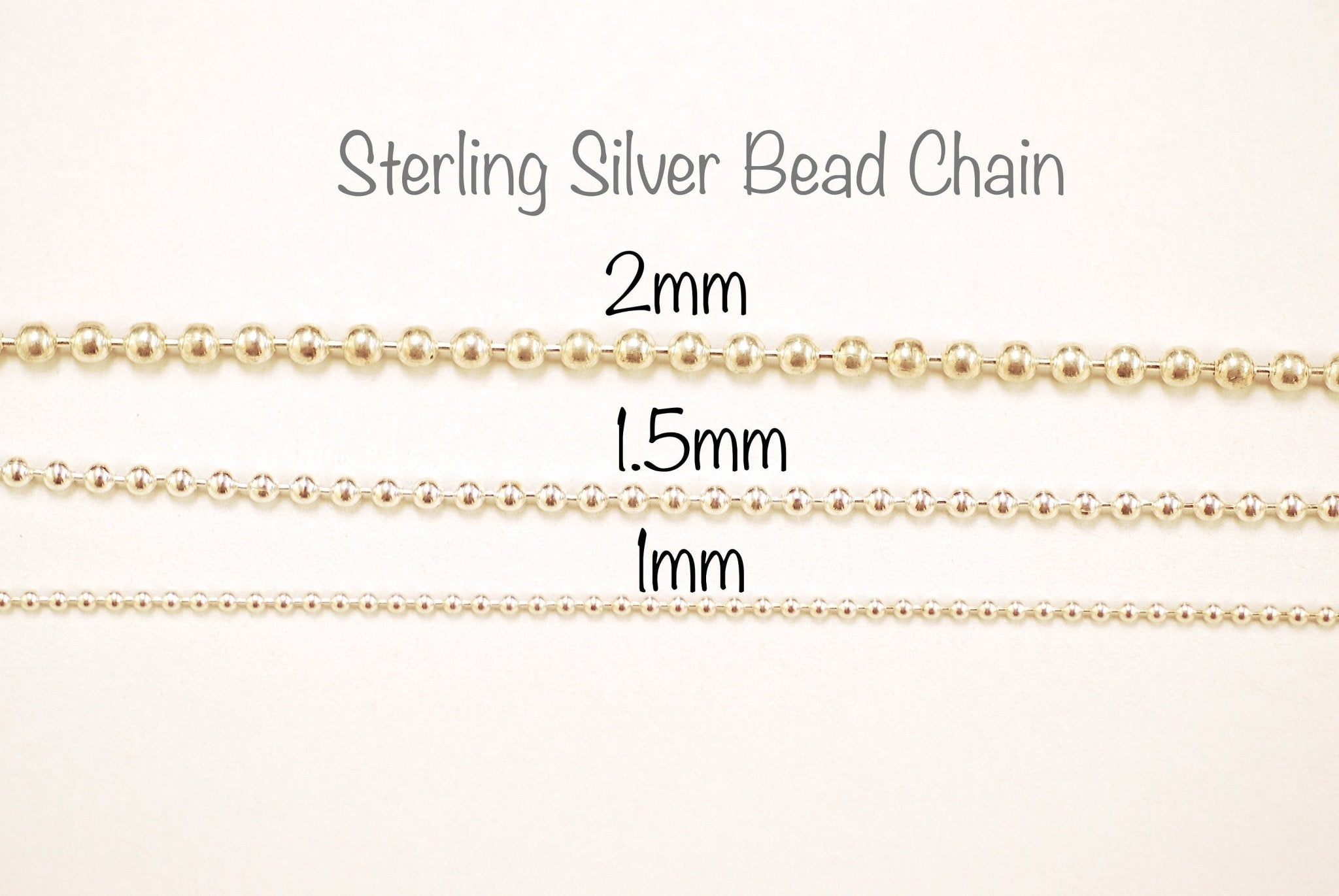 Sterling Silver Bead Chain 1mm 1.5mm 2mm Beaded Chain Chain with Ball Bead Chain Necklace Wholesale Chain Findings Pay by Foot Gold Filled - HarperCrown